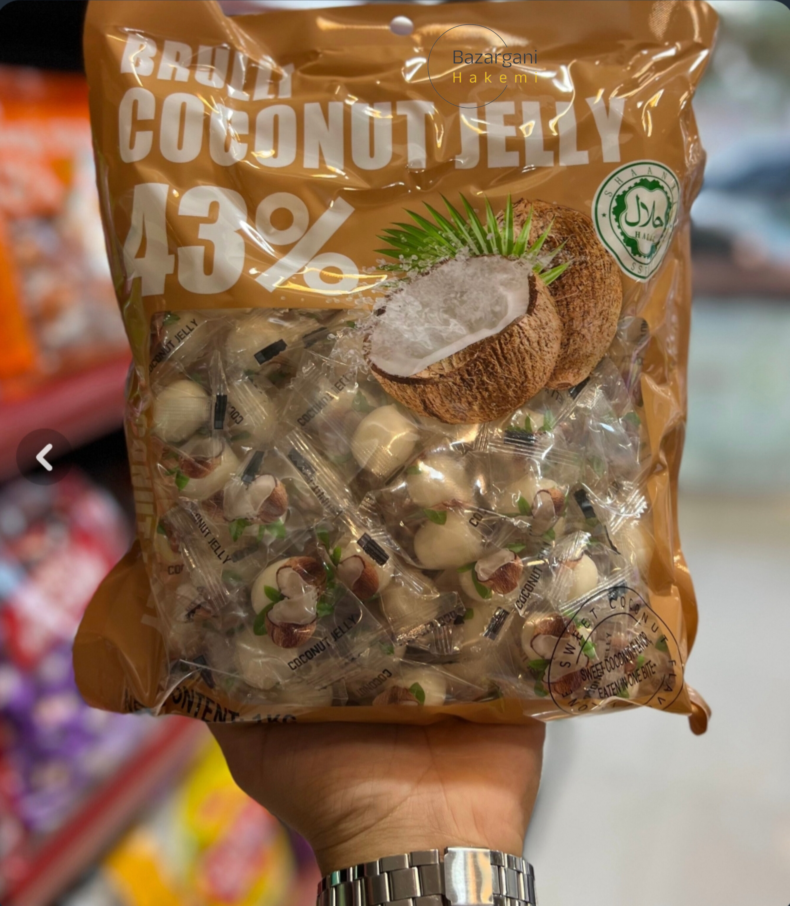 پاستیل برولی دلوکس حاوی ۴۳% میوه طبیعی با طعم نارگیل