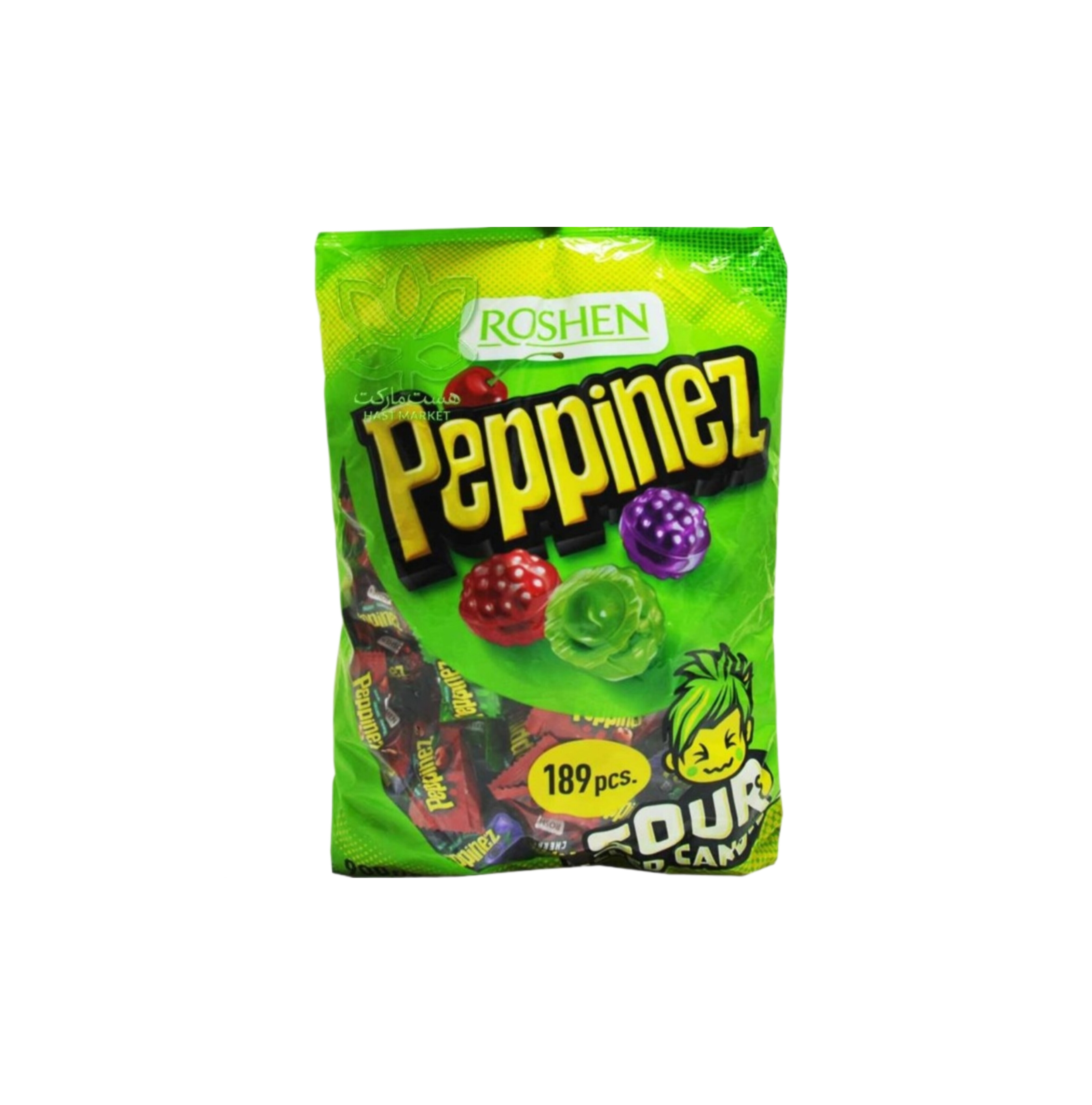 آبنبات ترش پپینز روشن اوکراین مدل peppinez طعم میوه‌ای